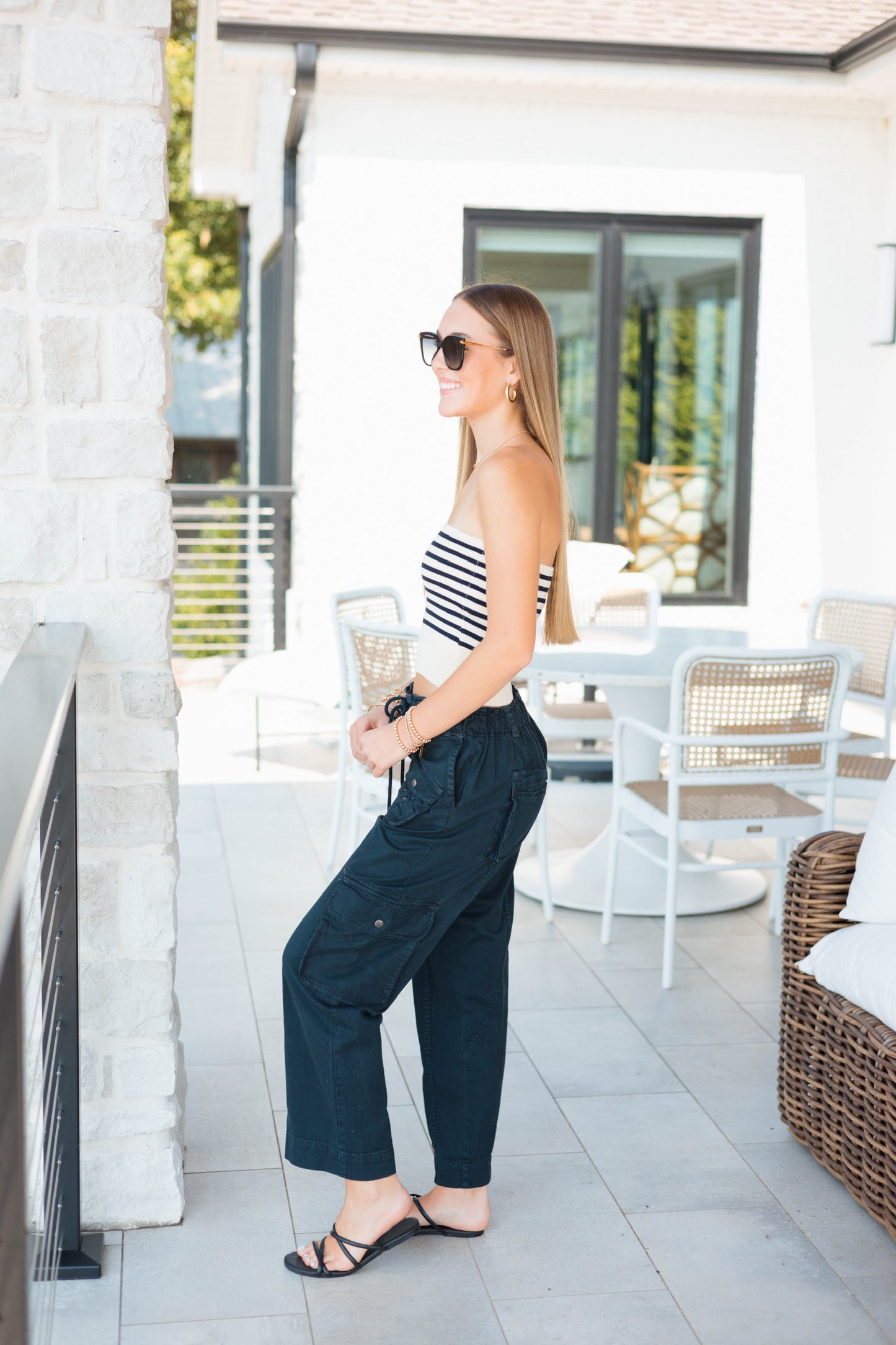 Stacie Stripe Tube Top - Cream / Navy