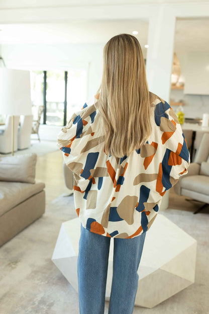 Geo Shirt - Cream/Rust/Navy