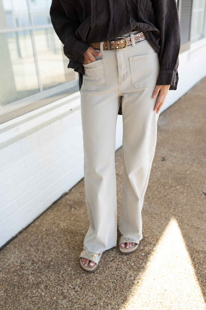 Mary Beige Straight Leg Jean