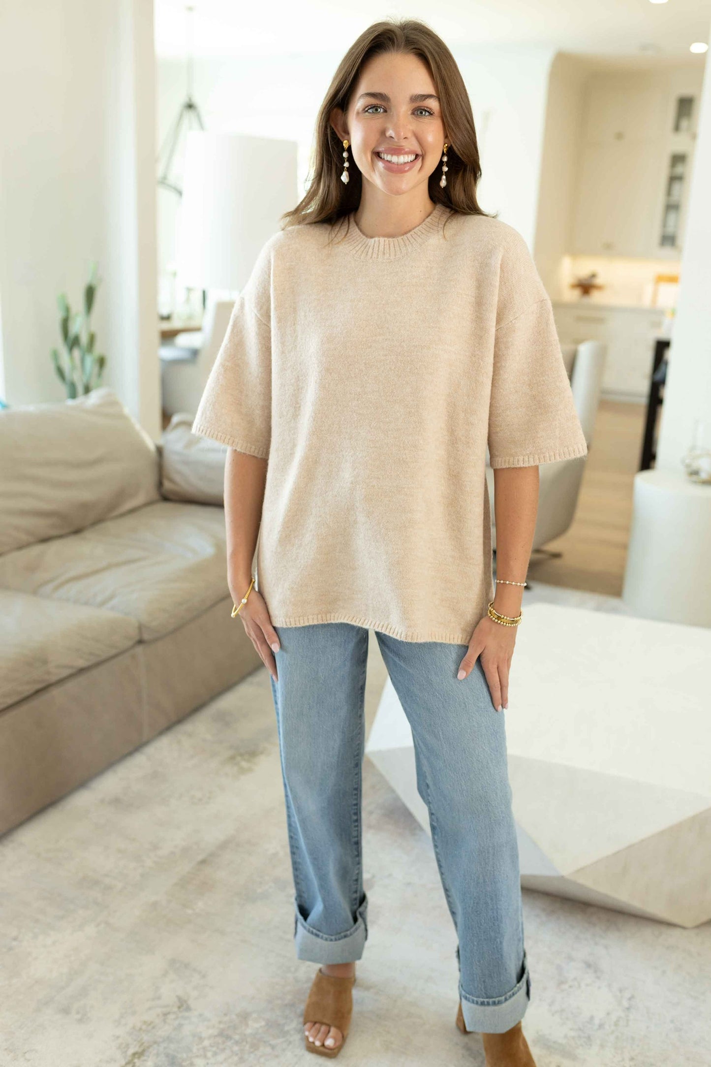 Margot Sweater Tee - Pearl Melange