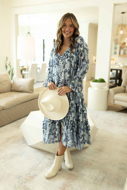 Garden Wonders Maxi Dress - Blue Combo