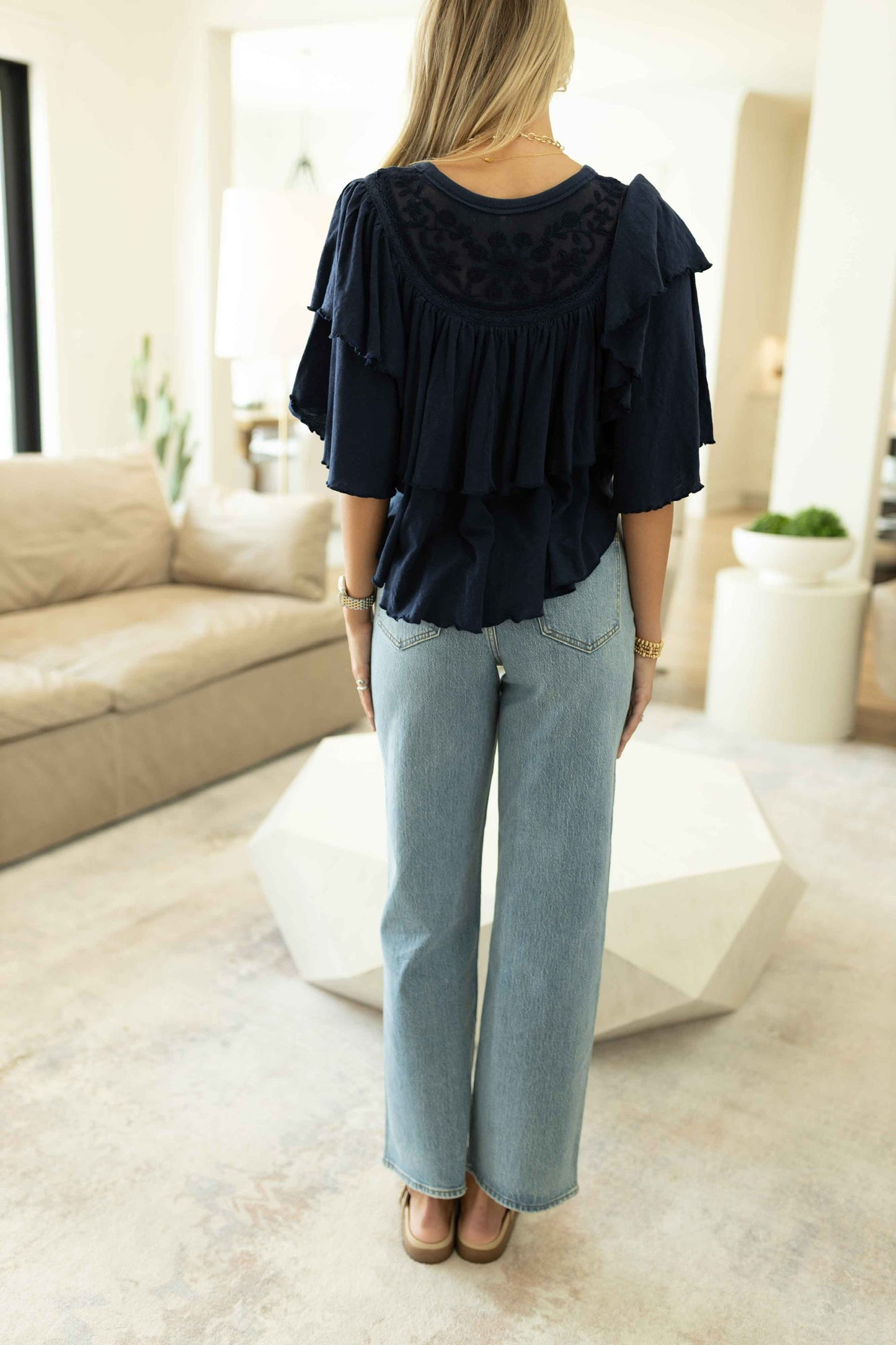 Rose Party Tee - Peacoat