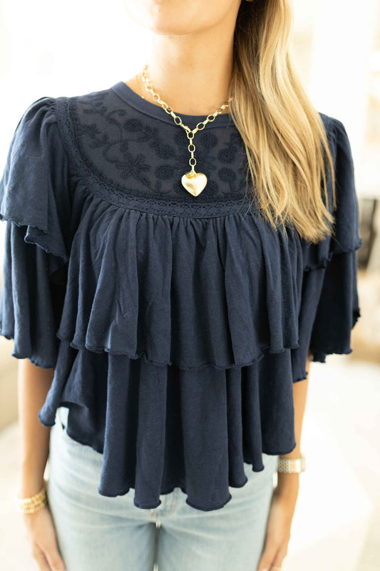 Rose Party Tee - Peacoat