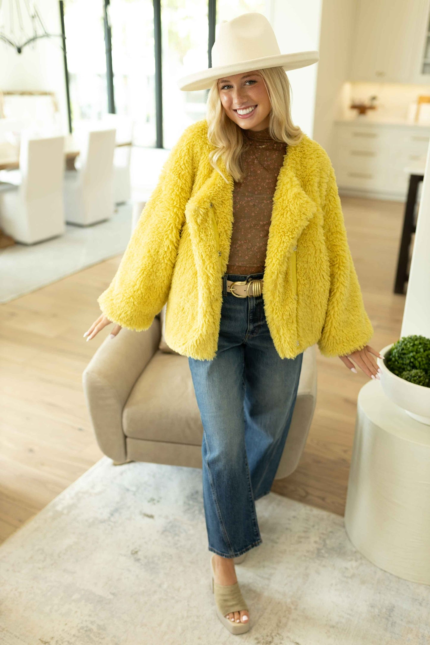 Shag Coat - Mustard