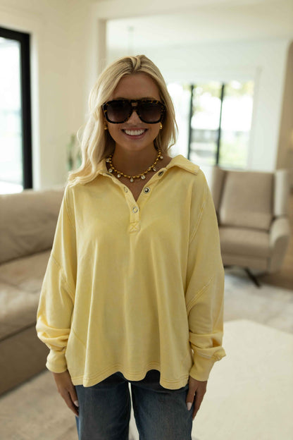 Henley Sweatshirt - Sweet Corn
