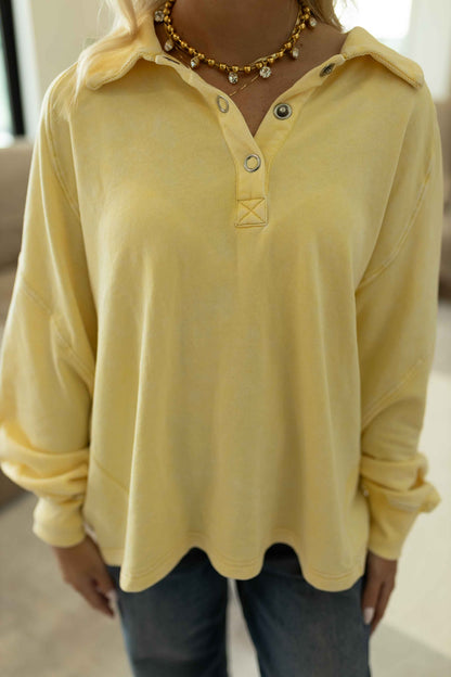 Henley Sweatshirt - Sweet Corn