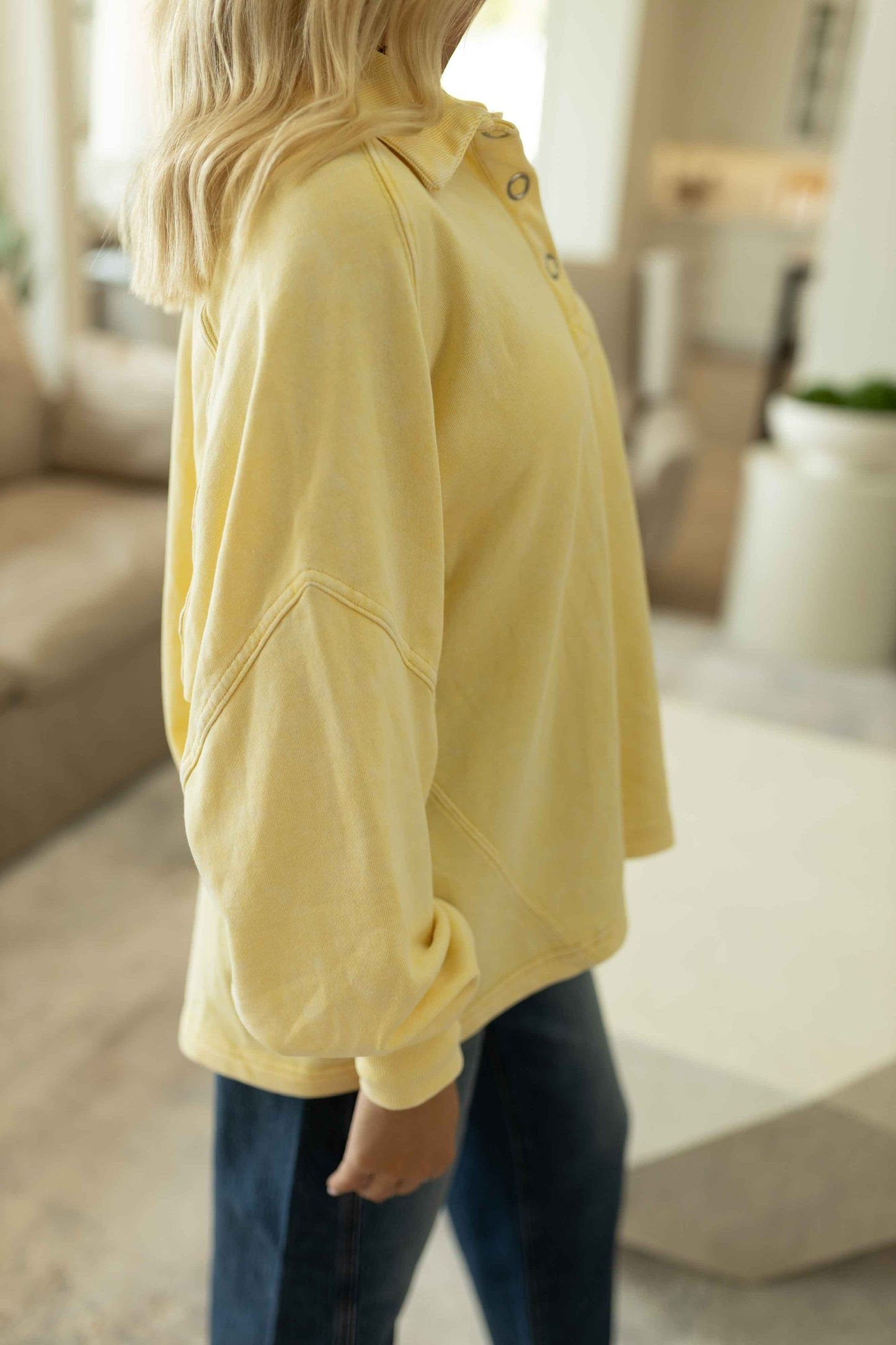 Henley Sweatshirt - Sweet Corn