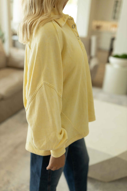 Henley Sweatshirt - Sweet Corn