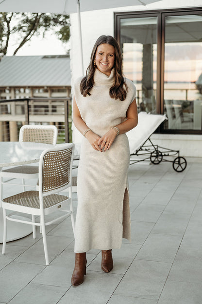 Marigold Sweater Dress - Wheat Heather