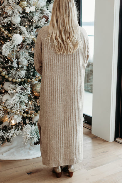 Mock Neck Sweater Maxi Dress - Oatmeal