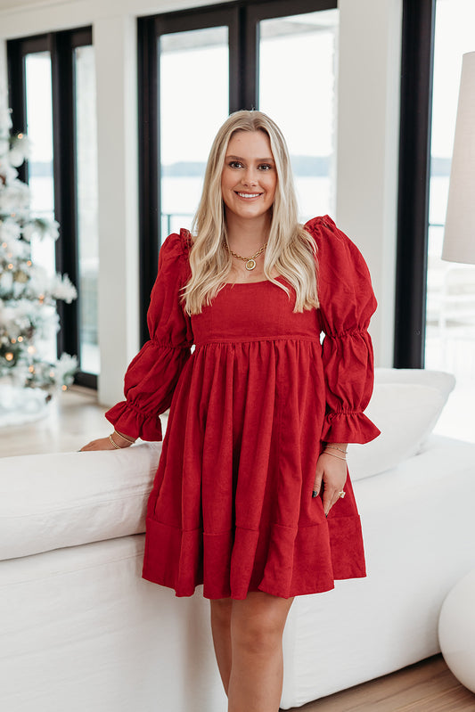 Red Baby Corduroy Mini Dress