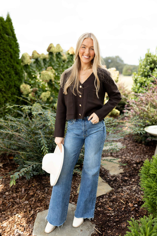 Libby Cropped Cardi - Brown