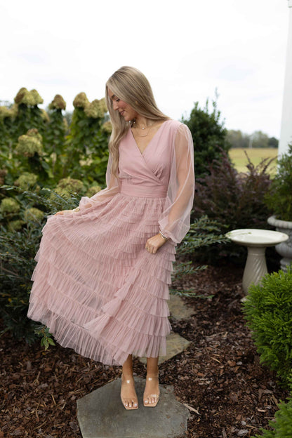 Eloise Ruffled Mesh Midi Dress