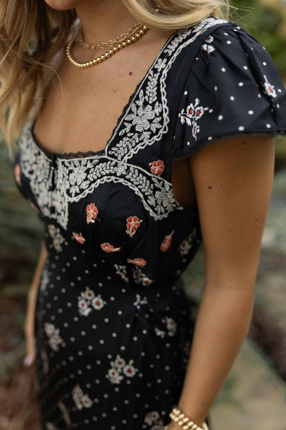 Haven Midi Dress - Black Combo