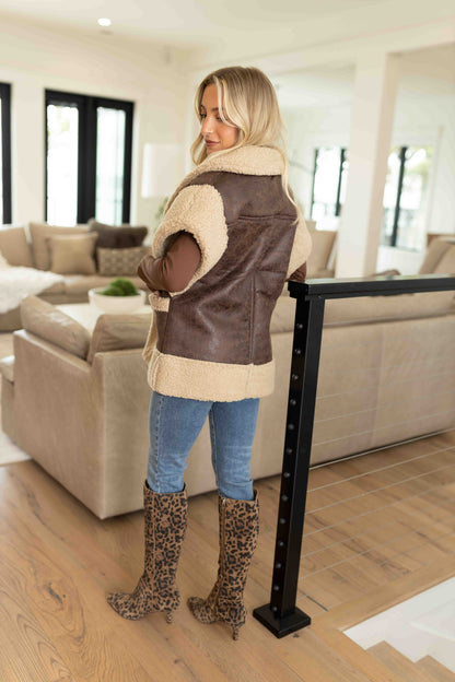 Ace Shearling Vest - Brown