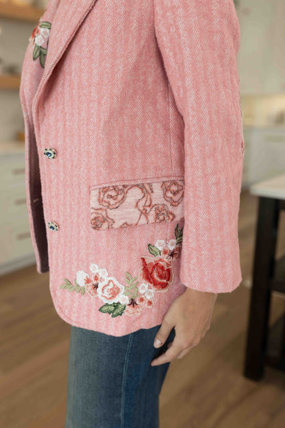 Heather Herringbone Jacket - Pink