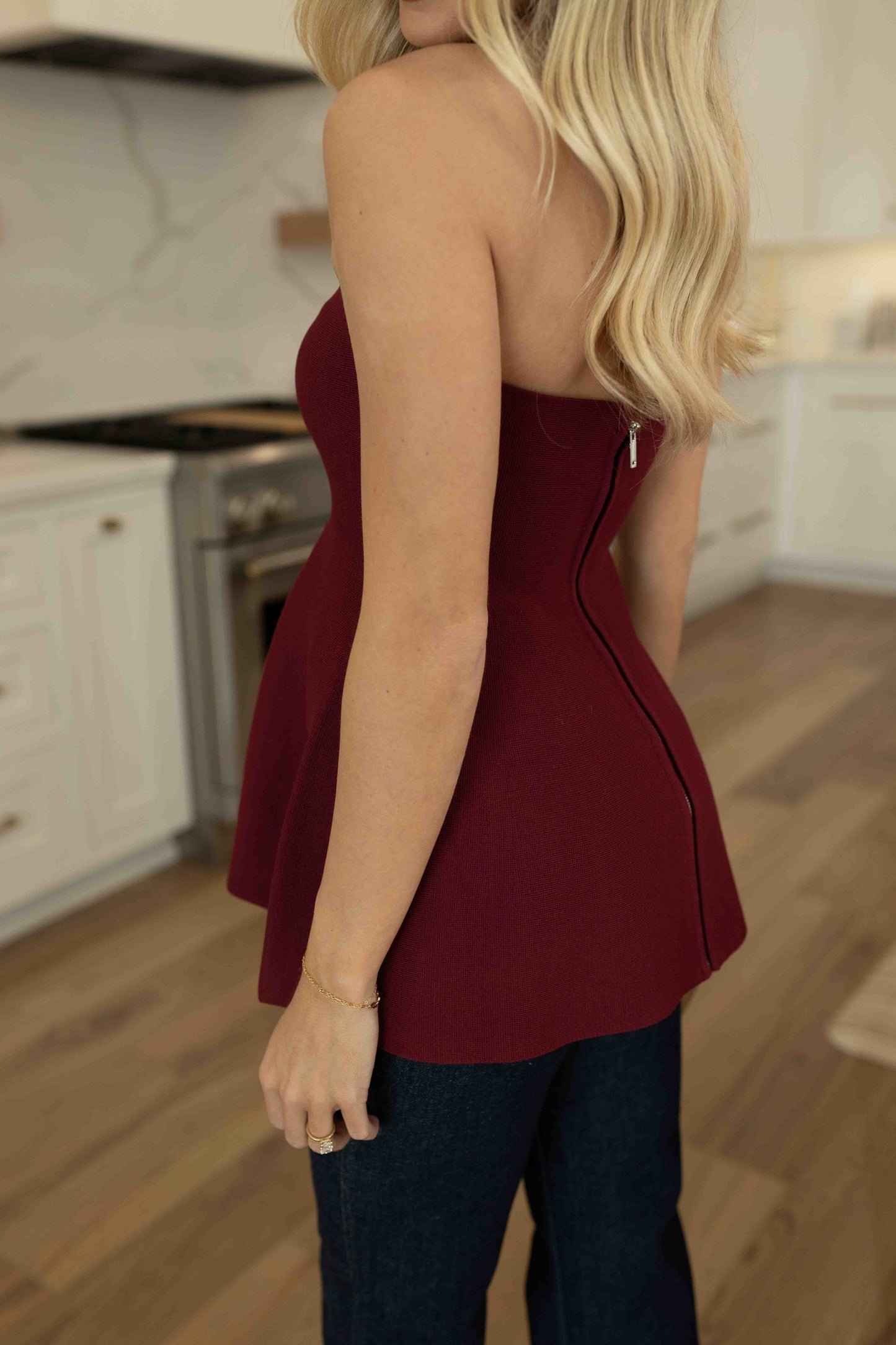 Lana Burgundy Strapless Top