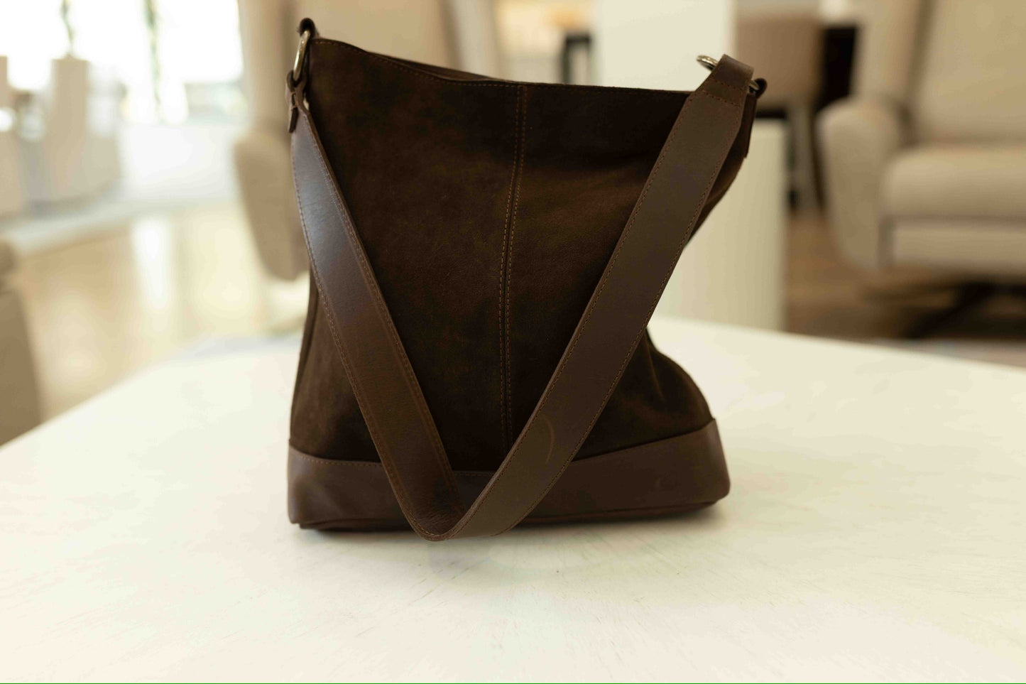 Able - Talia Tote - Chocolate Brown Suede