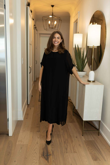 MM - Kaftan Silk Dress - Black