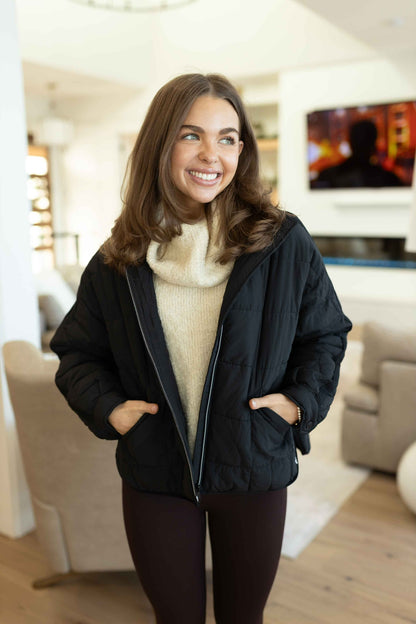 Pippa Packable Puffer Jacket - Black