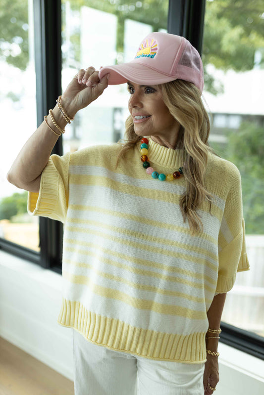 Honeydew Yellow Stripe Top