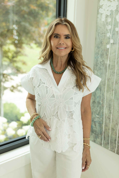 Taylor White Eyelet Top
