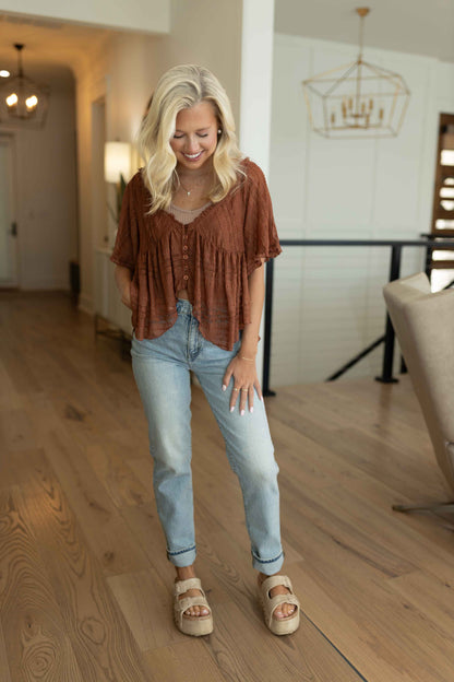 FP - In Your Dreams Lace Top - Toasted Cocoa