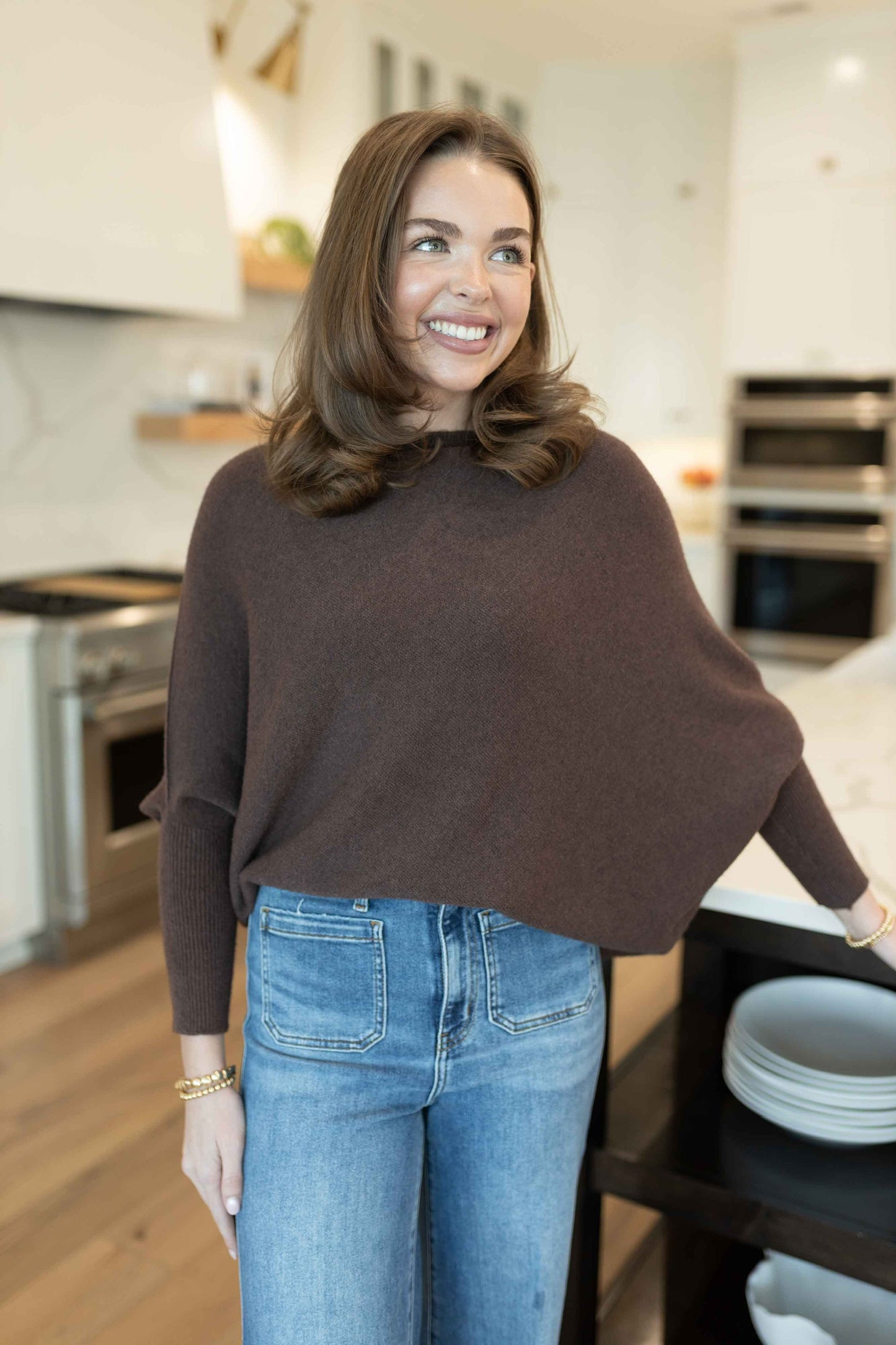 MM - Asymmetrical Sweater Top - Chocolate