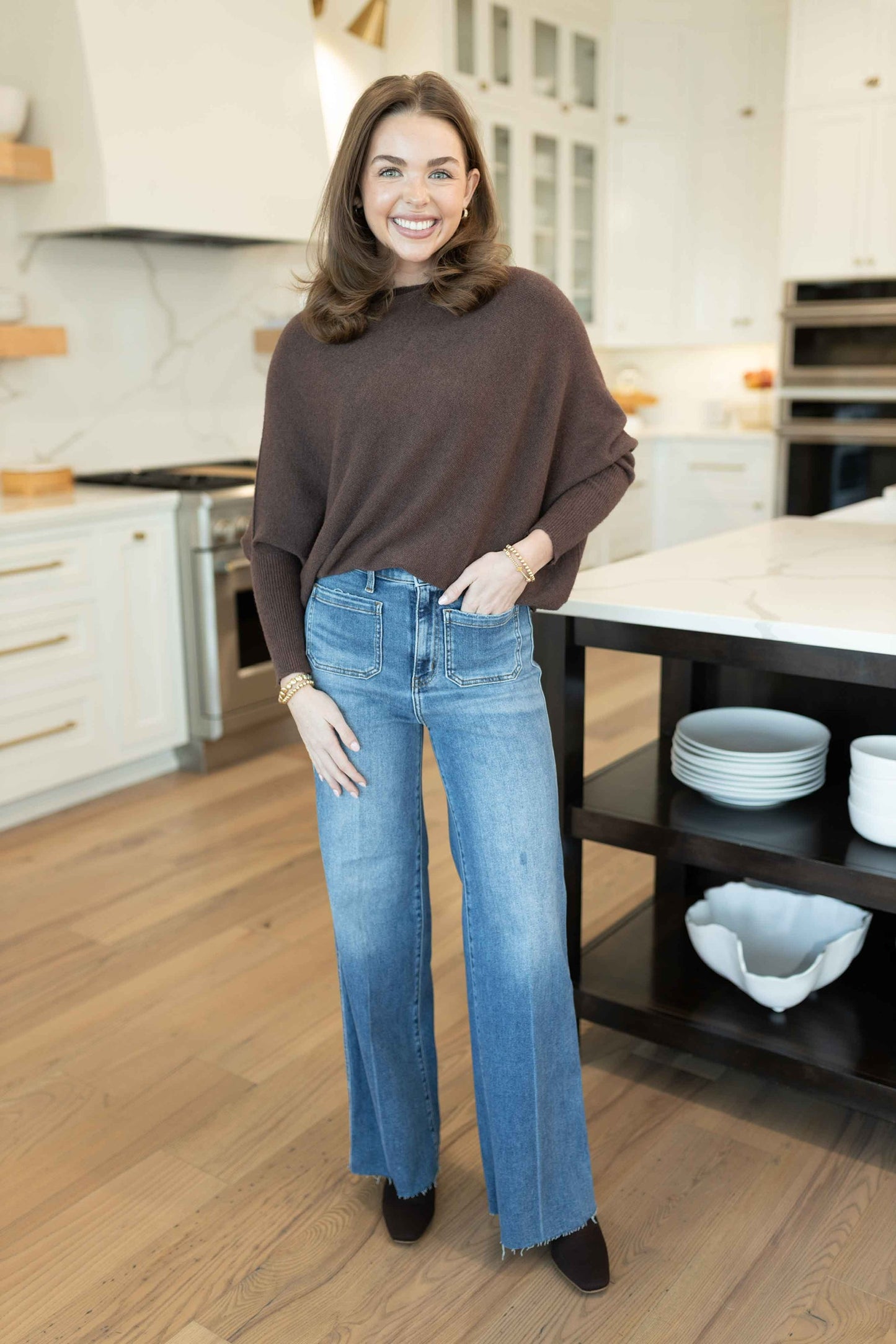 MM - Asymmetrical Sweater Top - Chocolate