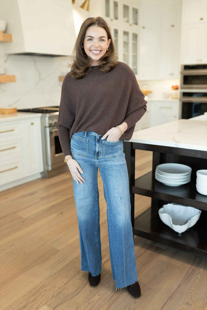 MM - Asymmetrical Sweater Top - Chocolate