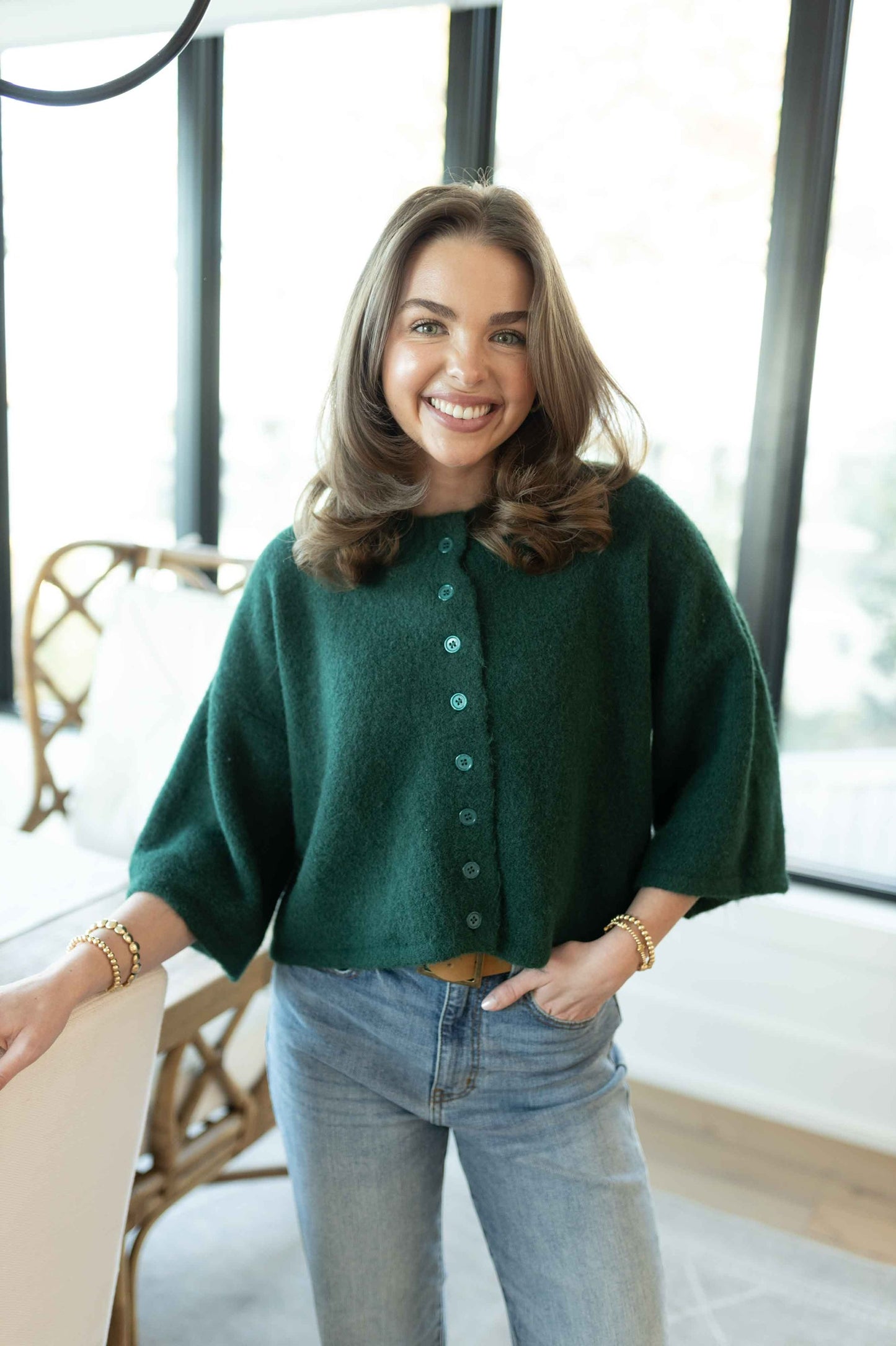 Stella Knit Cardigan - Dark Green
