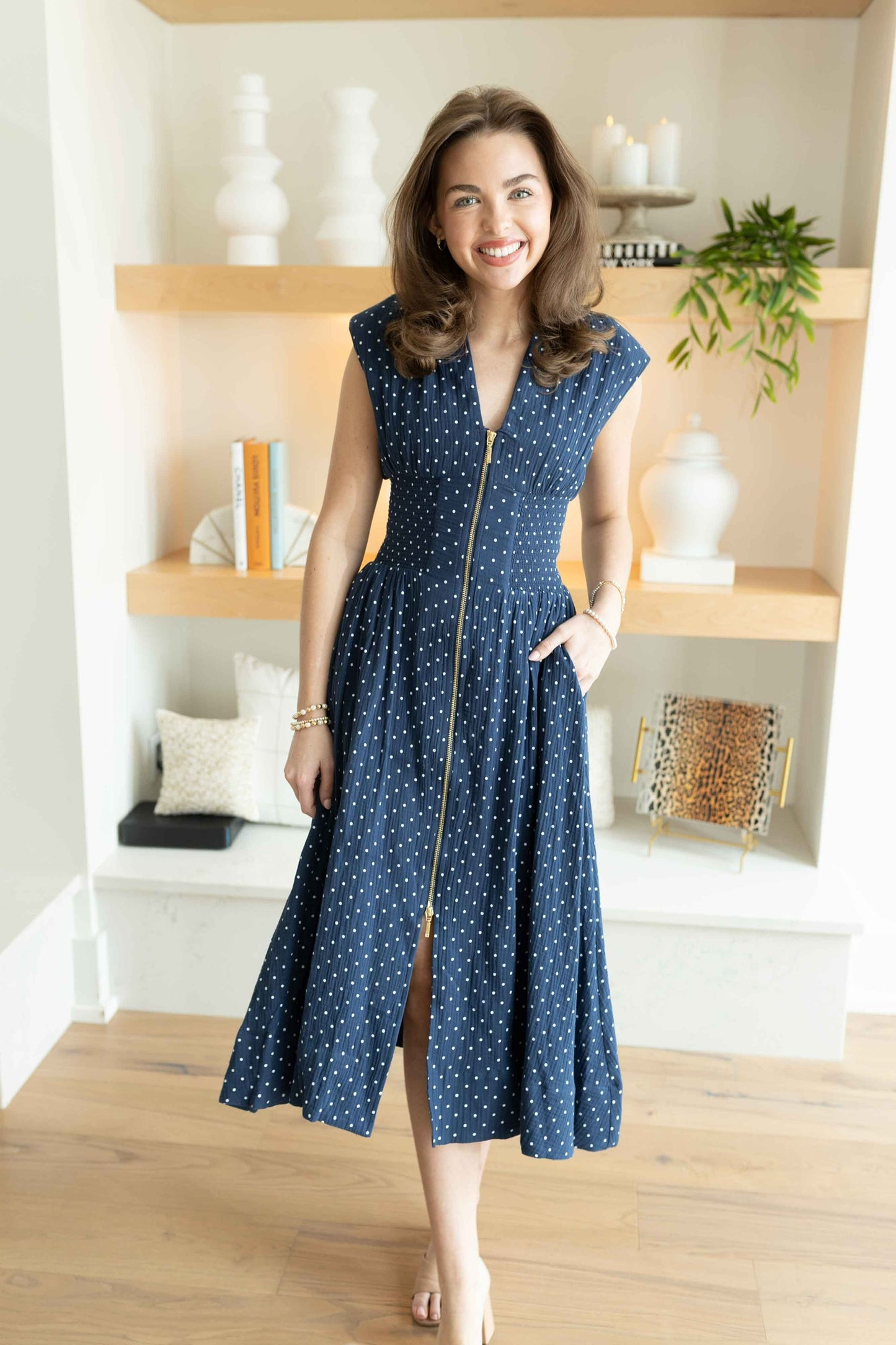 Jada Navy Dot Dress
