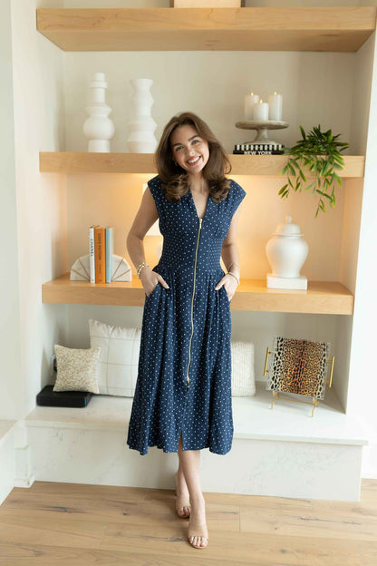 Jada Navy Dot Dress