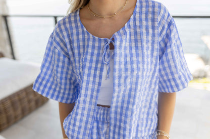 Ceci Gingham Set - Blue Ivory