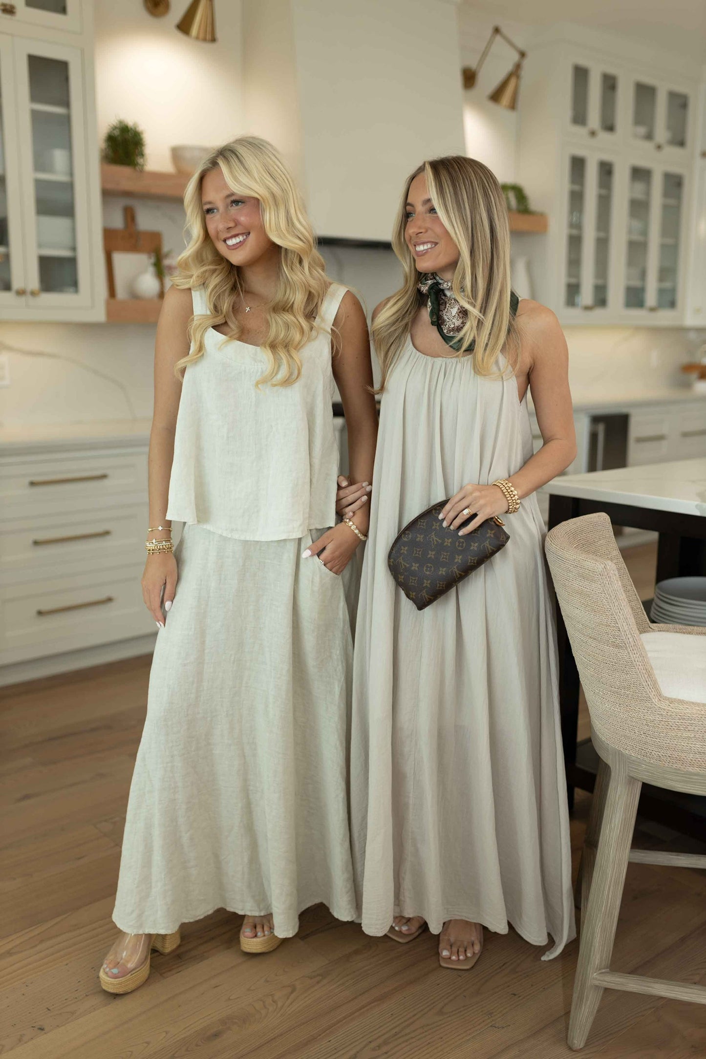 MM - Spaghetti Strap Gauze Dress - Beige
