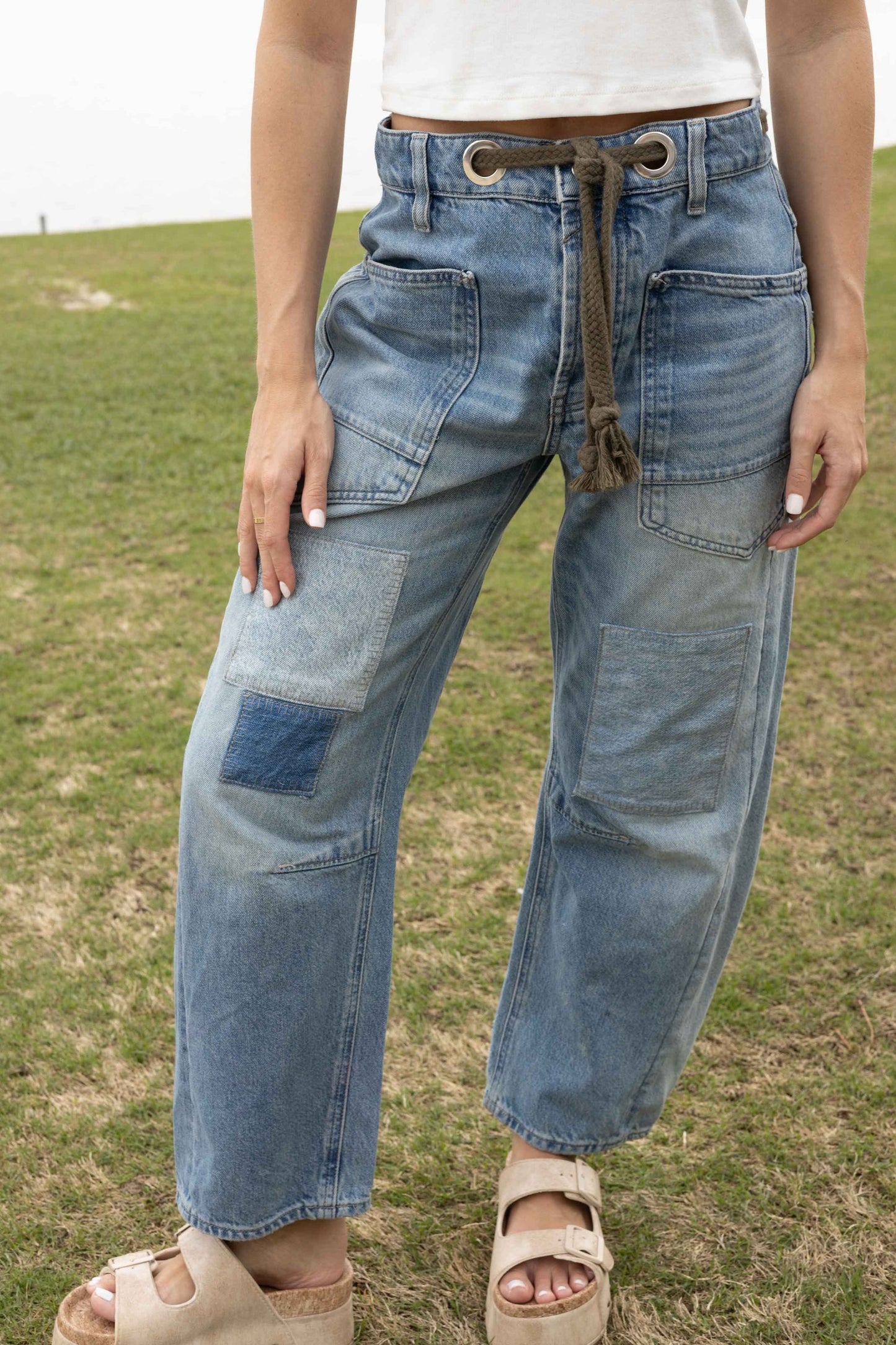Moxie Low Slung Pull On Barrel Jean - Truest Blue