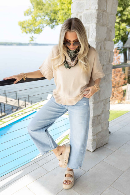 Ella Sweater Top - Light Taupe