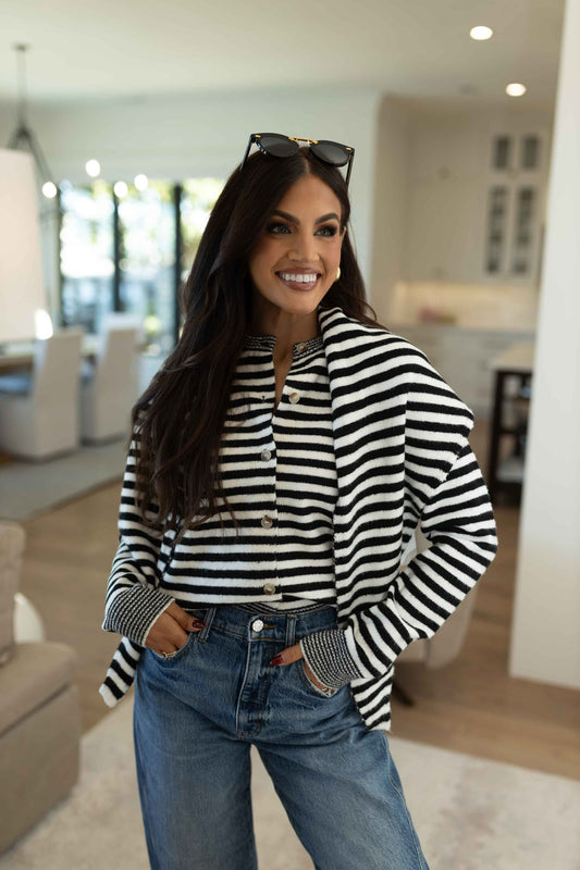 Nella Striped Scarf Sweater