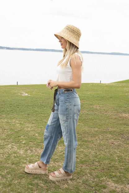 Moxie Low Slung Pull On Barrel Jean - Truest Blue