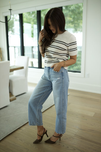 Gatewood Stripe Sweater - Light Oatmeal Heather