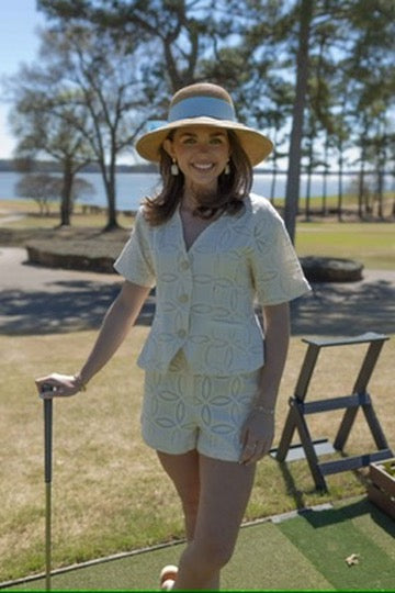 Embroidered Eyelet Short Set