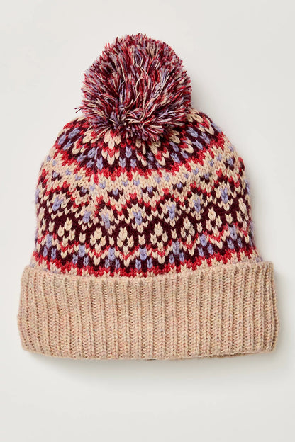 FP - First Frost Fairisle Pom Pom Beanie - Ivory