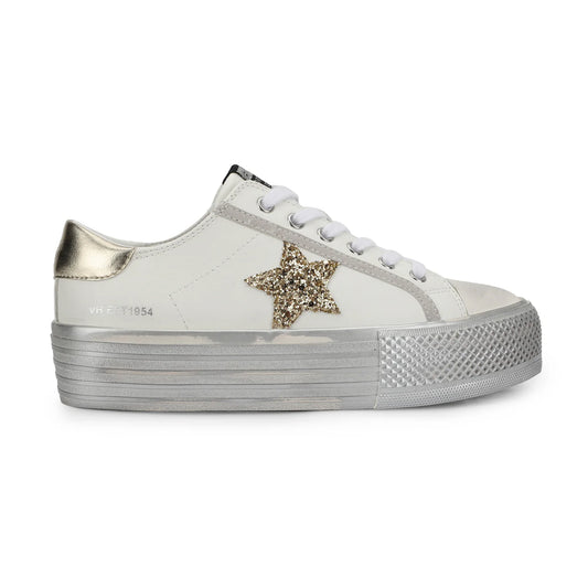 Vintage Havana - Gold Star White Gold Platform Sneaker