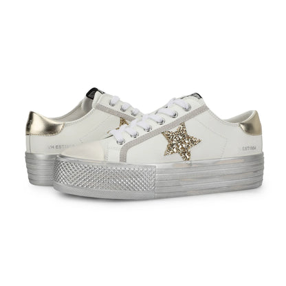 Vintage Havana - Gold Star White Gold Platform Sneaker