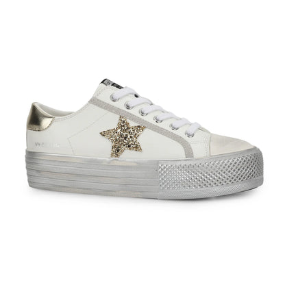 Vintage Havana - Gold Star White Gold Platform Sneaker