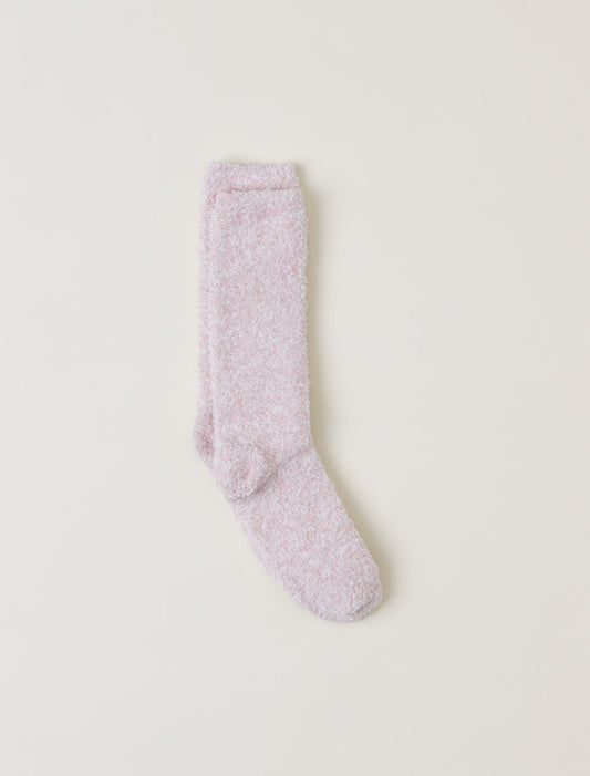 CozyChic Heathered Socks - Dusty Rose/White