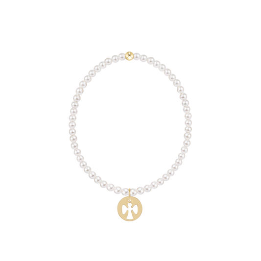 ENEWTON - Classic Pearl 3mm Bracelet - Guardian Angel Gold Disc