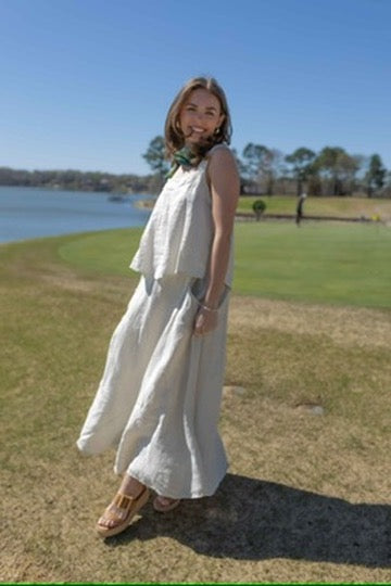 MM - Wide Strap Linen Tank - Beige