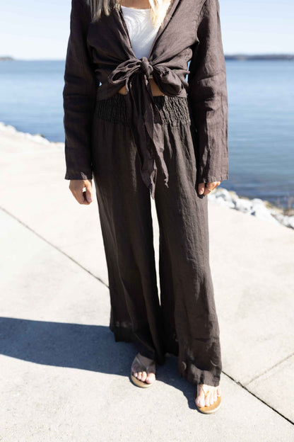 MM - Linen Palazzo Pant - Chocolate