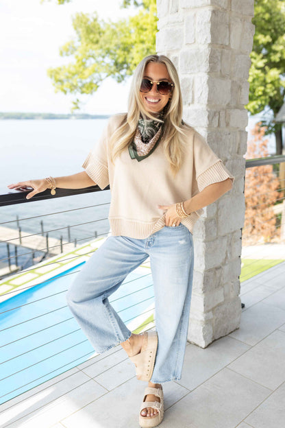 Ella Sweater Top - Light Taupe